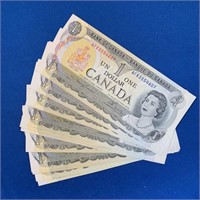 (12) 1973 Gem Uncirculated 1 Dollar RCM Notes