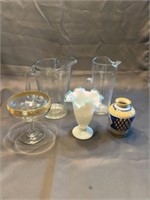Five pieces of glassware