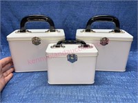 (3) Smaller "lunchbox" storage tins (white-new)