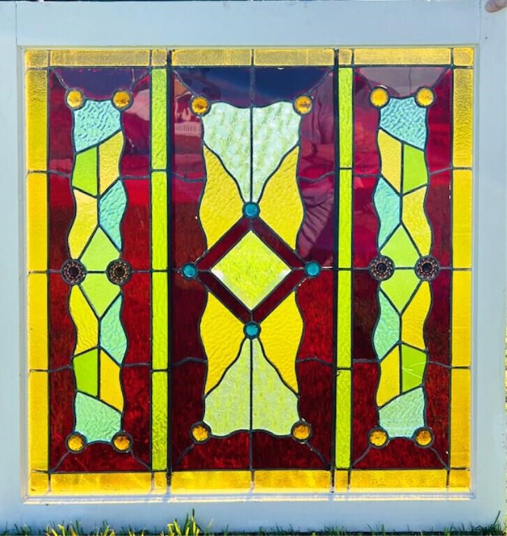 ANTIQUE STAINED GLASS WINDOW