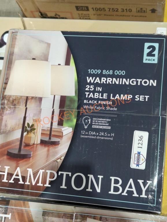 2 Pack Hampton Bay Warrington 25" Table Lamp Set