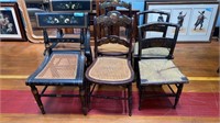 3 PAIRS ANTIQUE PAINTED SIDE CHAIRS