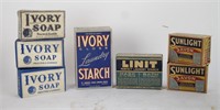 LOT OF SOAP AND STARCH BOXES AND PACKAGES