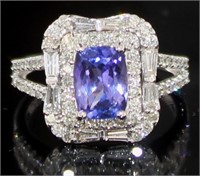 14kt Gold 2.60 ct Natural Tanzanite & Diamond Ring