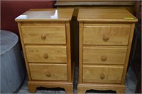 2- Willett,Maple Three Drawer Night Stands 17x15"