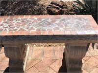 Concrete Bench with Inlaid Tile Seat