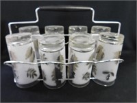 Silver leaf water tumblers in carrier