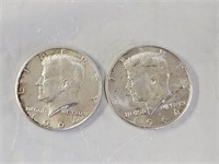 2 Silver Kennedy Half Dollars