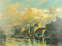 William Arnold Eyden "Venetian Cove" Oil on Canvas