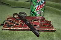 Antique Rug Needle and Engraved Scissors