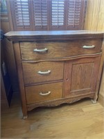 Oak commode 28 inches tall 33 inches