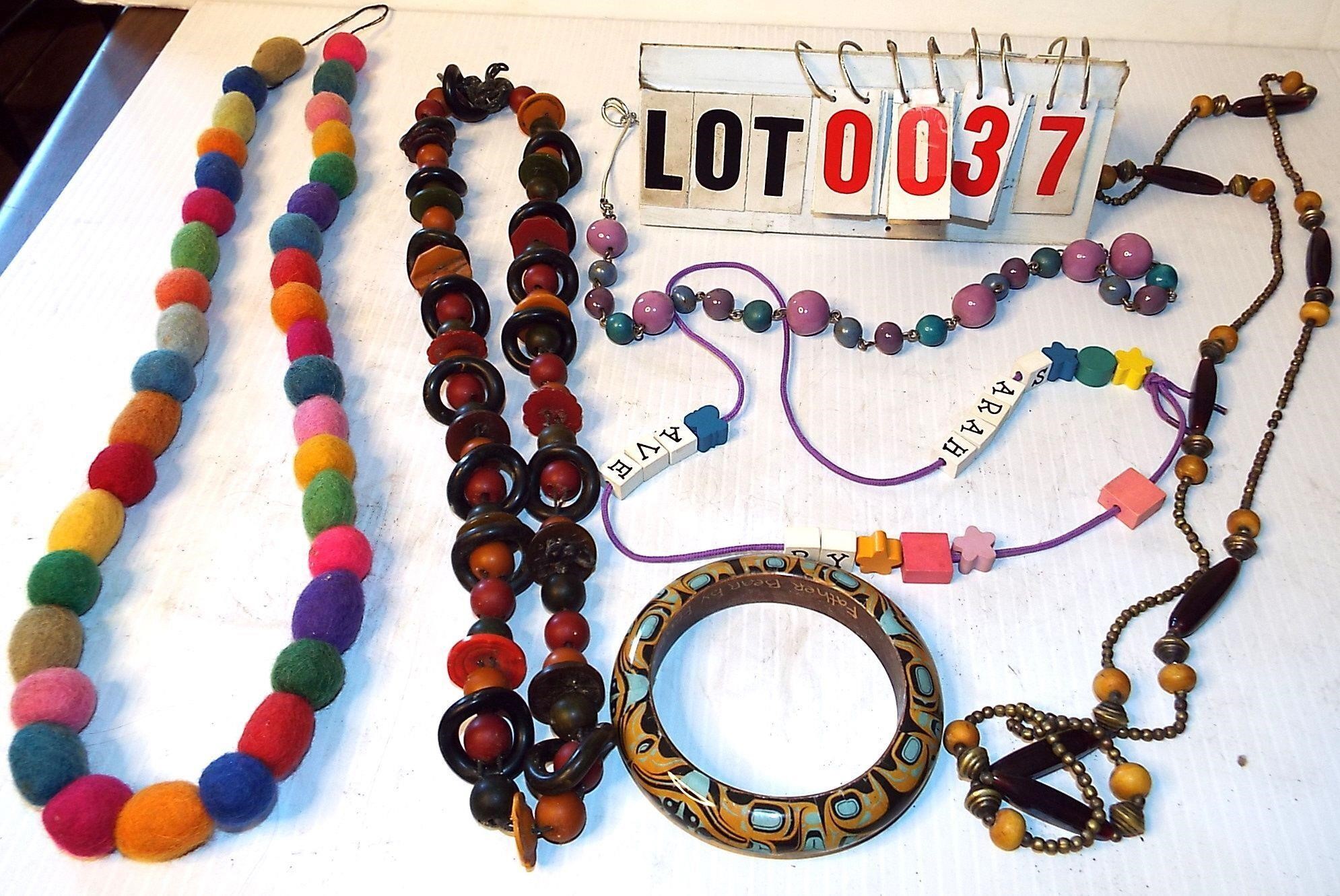 box/beaded necklaces, bracelet & felt necklace