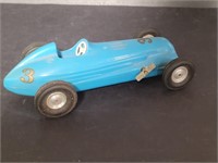 Vintage plastic windup racing car 9"l x 4"w x 2"h