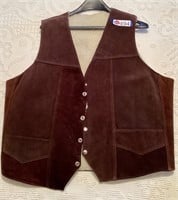 Men's Leather Vest w/Sherpa Lining, Sz.. L or XL