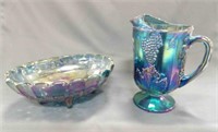 INDIANA CARNIVAL SERVING DISH & PITCHER