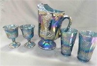 INDIANA CARNIVAL GLASSES & PITCHER