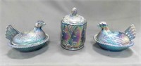 INDIANA CARNIVAL CHICKENS & CANDY DISH W/ LID