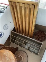 BOX  LOT OF WOODEN HOUSEHOLD