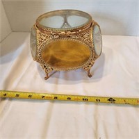 Vintage Gold Colored Ormolu Jewelry Casket