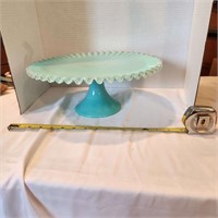 Fenton Turqouise Mile glass Ruffle Cake Stand