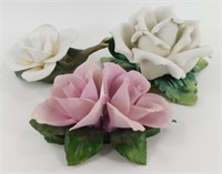 * 3 Capodimonte Italian Porcelain Flowers