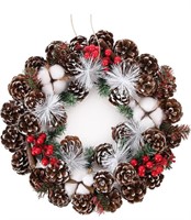 CHRISTMAS PINE CONE WREATH 12IN DAMAGED