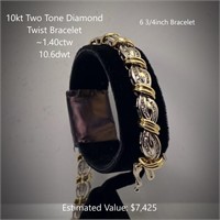 10kt Two Tone Diamond Twist Bracelet, ~1.40ctw