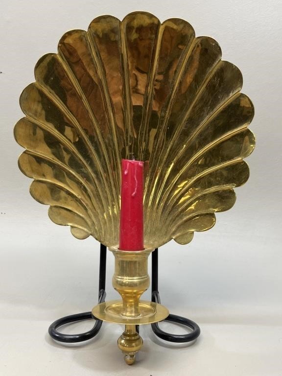 Eaton's Brass Shell Wall Sconce Candle Holder