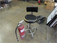 Fire extinguisher & shop stool.