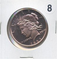 1921 Peace Dollar Design One Ounce .999 Copper Rou