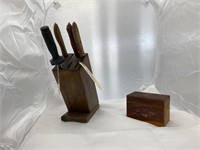 Wooden Cutlery Block w/Sharpener +