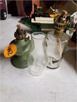 SMALL OIL LAMP BASES  AND CHIMNEY