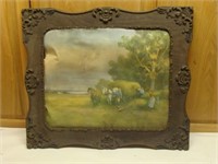 Farm in Thin Wood Frame - damage to image
