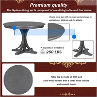 (Table Only) Retro Round Table, Dark Grey