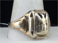 Sterling and 10k Gold Ring with eagle sz11