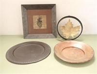 STEEL PICTURE OF PINECONE ON SLATE, 13" X 13" &