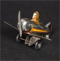 Tin Marx Superman Rollover Plane Wind-Up Toy