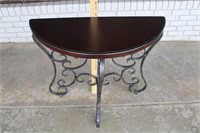 Wrought Iron & Wood Demilune Table No 2