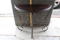 Wrought Iron & Wood Demilune Table