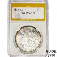 1884-CC Morgan Silver Dollar PGA MS65 PL