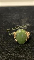Twisted wire ring with green stone, size 5