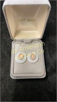 Pair of 14K gold, Opal & Mother of Pearl earrings