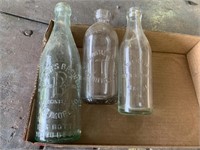(3) OLD BOTTLES BERGERS BREWERY & MORE BLOB TOP