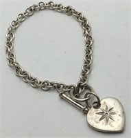 Sterling Silver Bracelet W Heart Charm