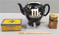 McCormick Tea Dispenser & Advertising Tins