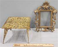 Cast Iron Vanity Frame & Brass Trivet Stand
