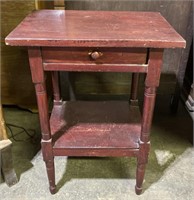 (E) Vintage One Drawer End Table 21 3/4” x 16” x