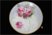 Vintage Hand Painted Rose Charger Plate