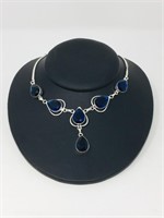 Blue Iolite .925 silver teardrop necklace