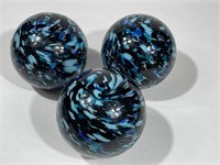 Three Art Glass Gazing Balls